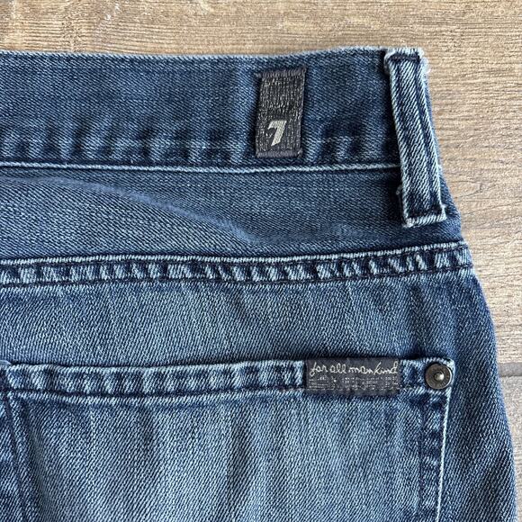 7 For All Mankind Womens Size 32 Jeans Bootcut 100% Cotton Medium Wash Wide Leg - Picture 12 of 16